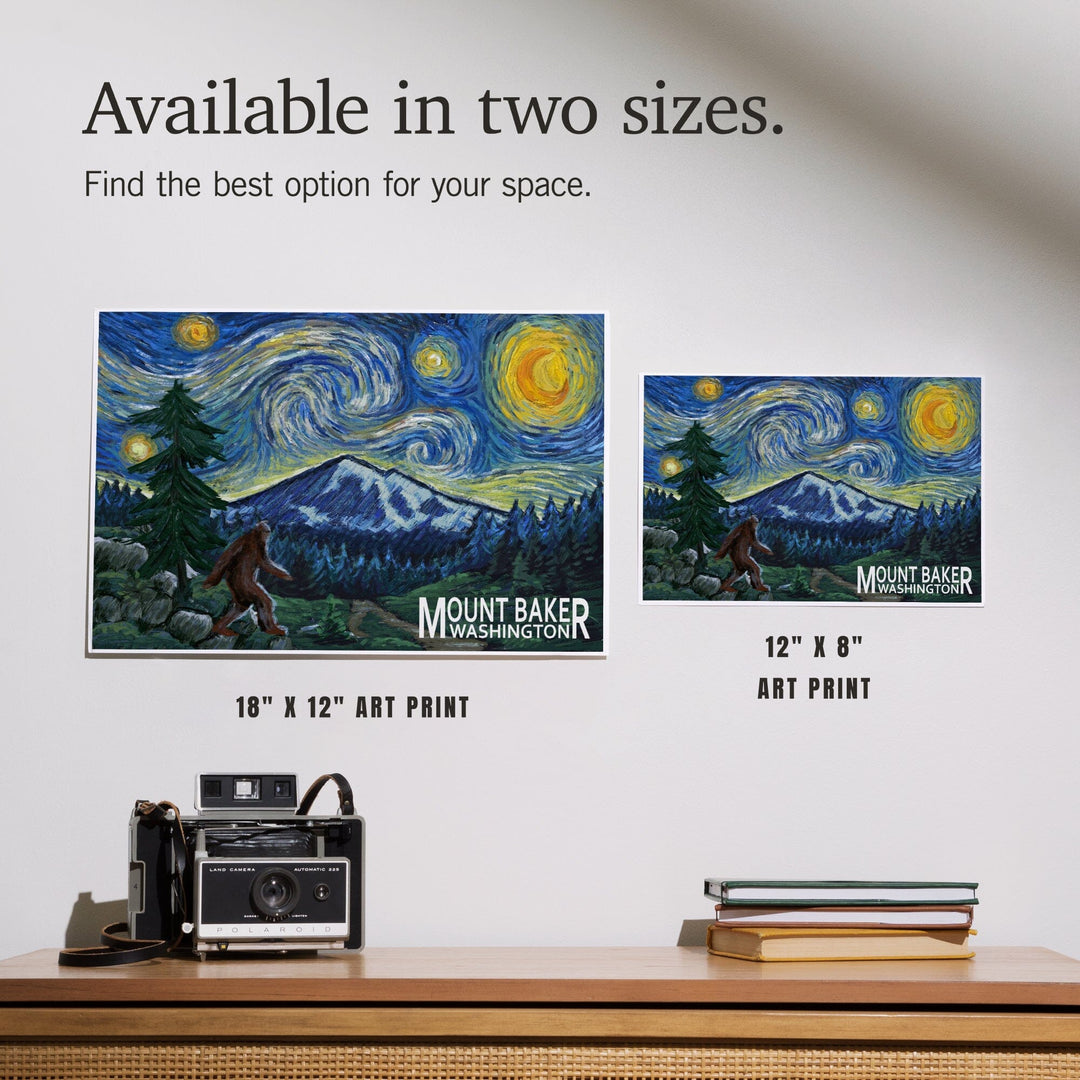 Mount Baker, Washington, Bigfoot, Starry Night, Art & Giclee Prints Art Lantern Press 