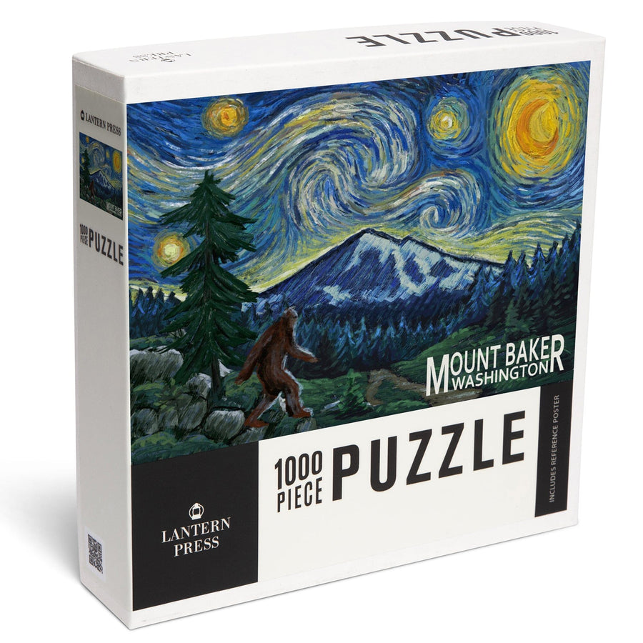 Mount Baker, Washington, Bigfoot, Starry Night, Jigsaw Puzzle Puzzle Lantern Press 