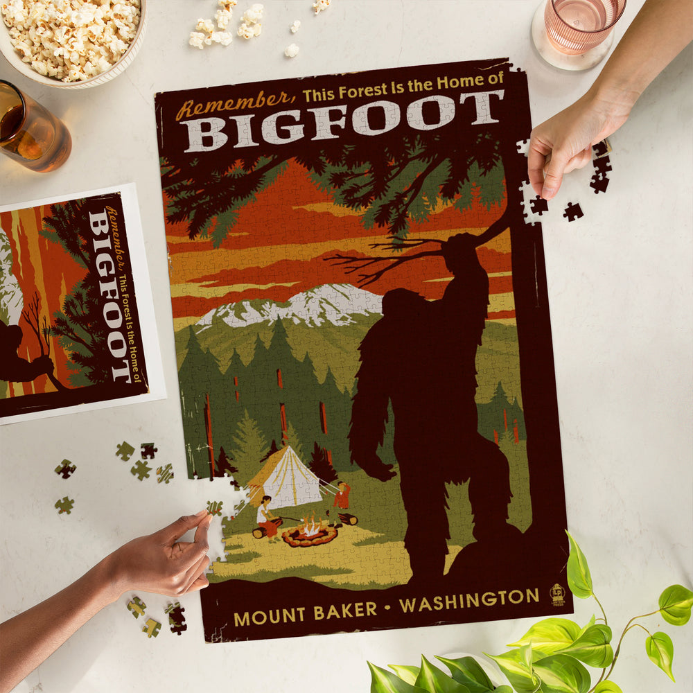 Mount Baker, Washington, Home of Bigfoot, Jigsaw Puzzle Puzzle Lantern Press 