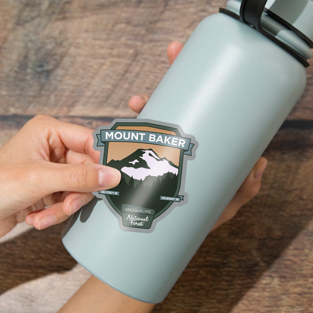 Mount Baker, Washington, Pacific Northwest Volcanoes, Contour, Lantern Press Artwork, Vinyl Sticker Sticker Lantern Press 