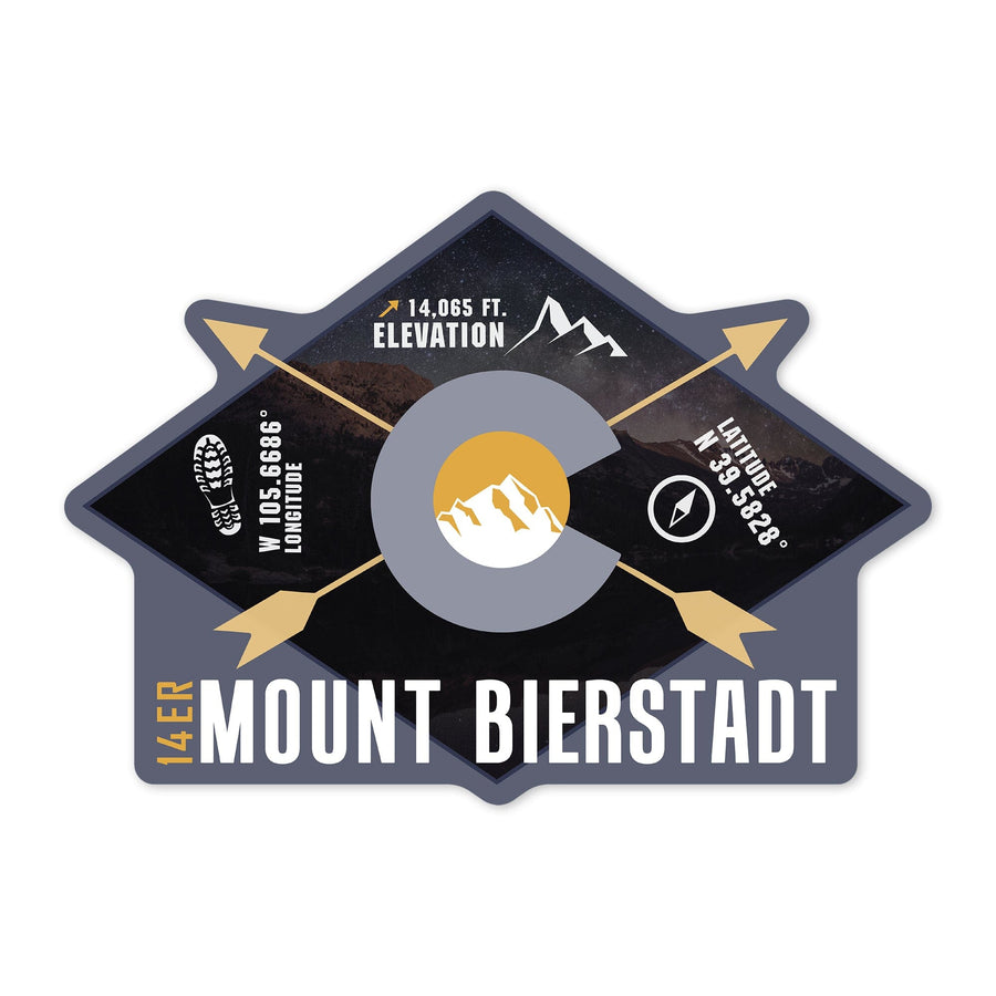 Mount Bierstadt, Colorado Infographic, The Fourteeners, Contour, Vinyl Sticker Sticker Lantern Press 