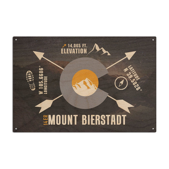 Mount Bierstadt, Colorado Infographic, The Fourteeners, Lantern Press Artwork, Wood Signs and Postcards Wood Lantern Press 10 x 15 Wood Sign 