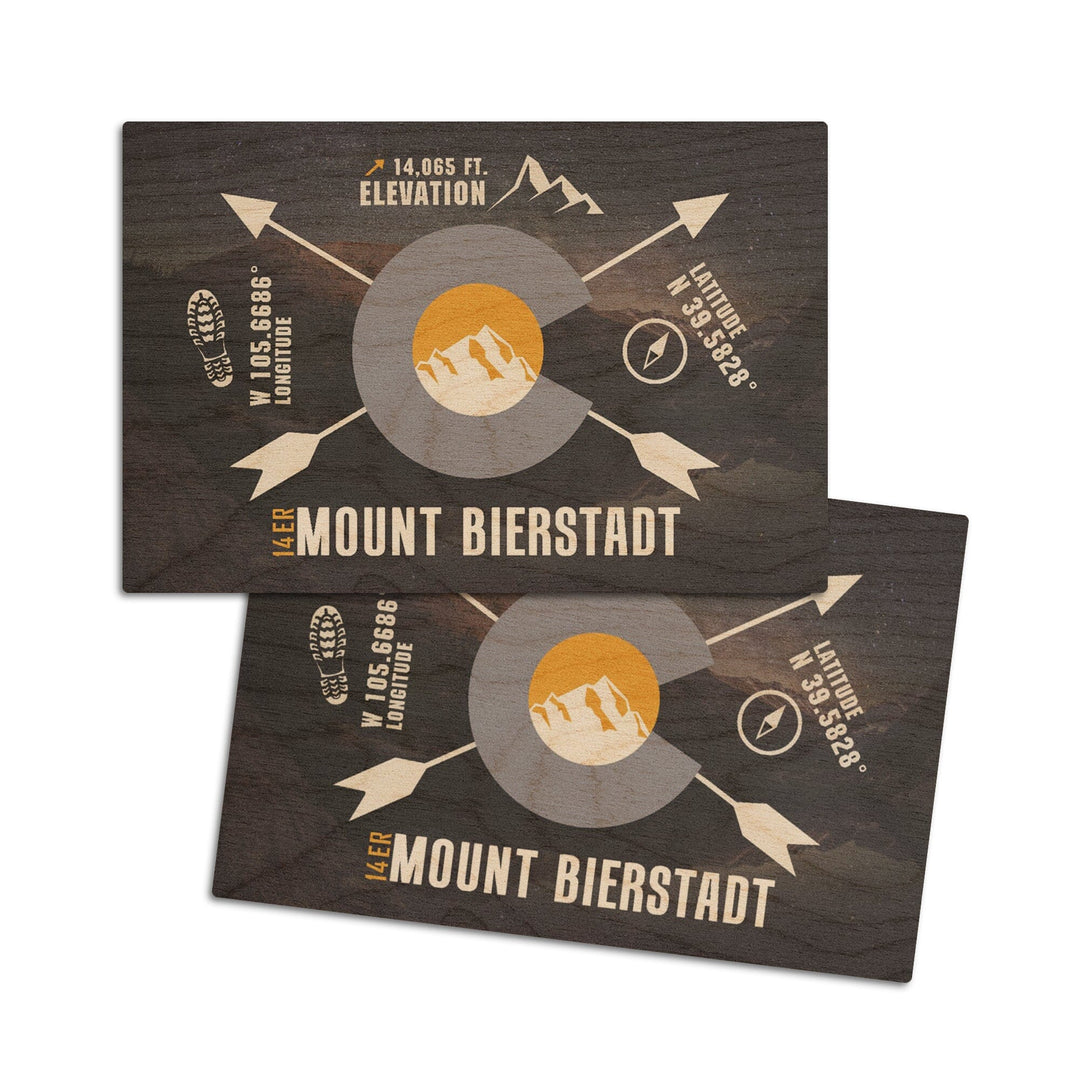 Mount Bierstadt, Colorado Infographic, The Fourteeners, Lantern Press Artwork, Wood Signs and Postcards Wood Lantern Press 4x6 Wood Postcard Set 