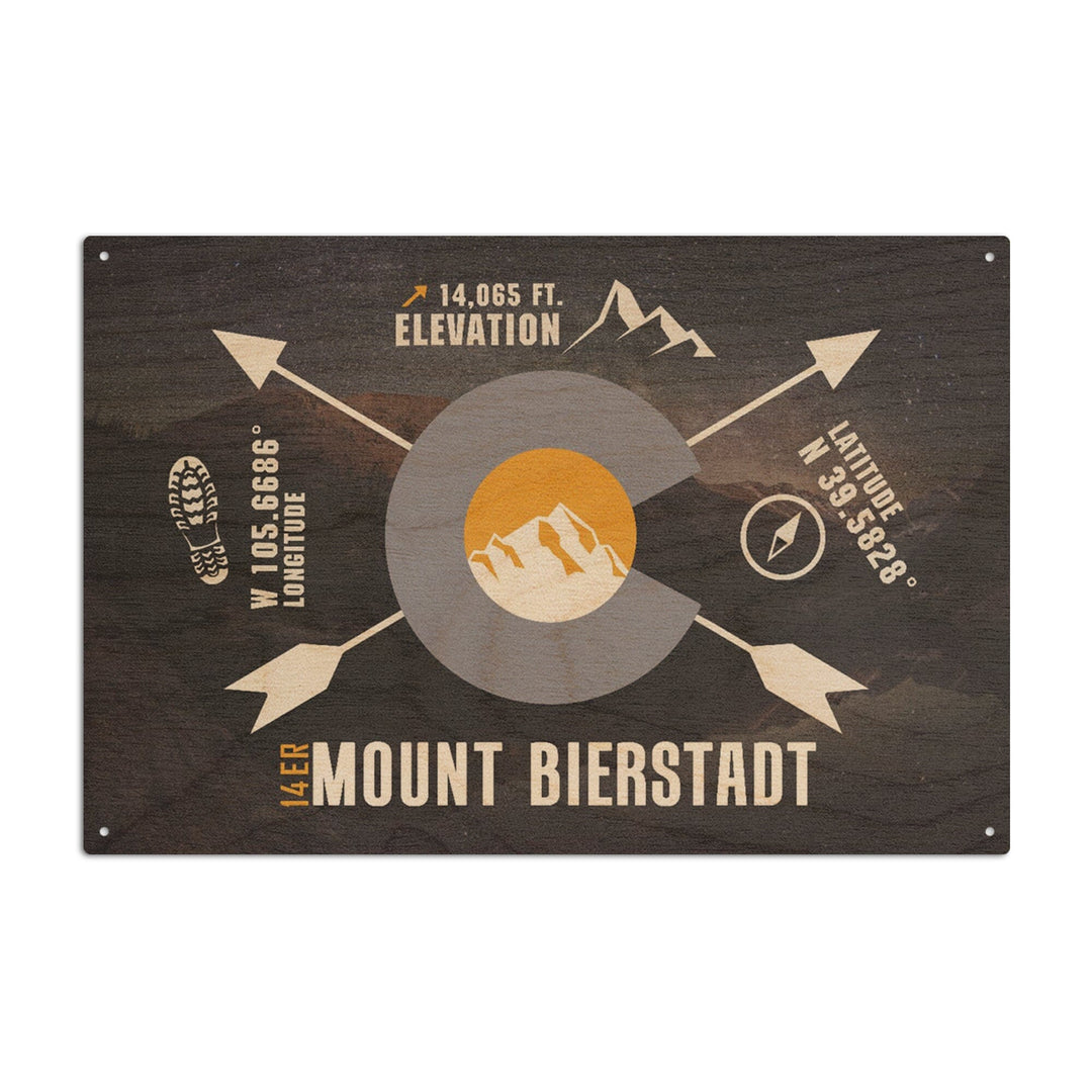 Mount Bierstadt, Colorado Infographic, The Fourteeners, Lantern Press Artwork, Wood Signs and Postcards Wood Lantern Press 6x9 Wood Sign 