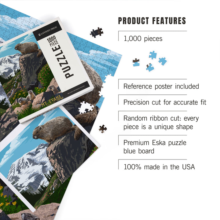 Mount Evans, Colorado, Marmots, Elevation, Jigsaw Puzzle Puzzle Lantern Press 