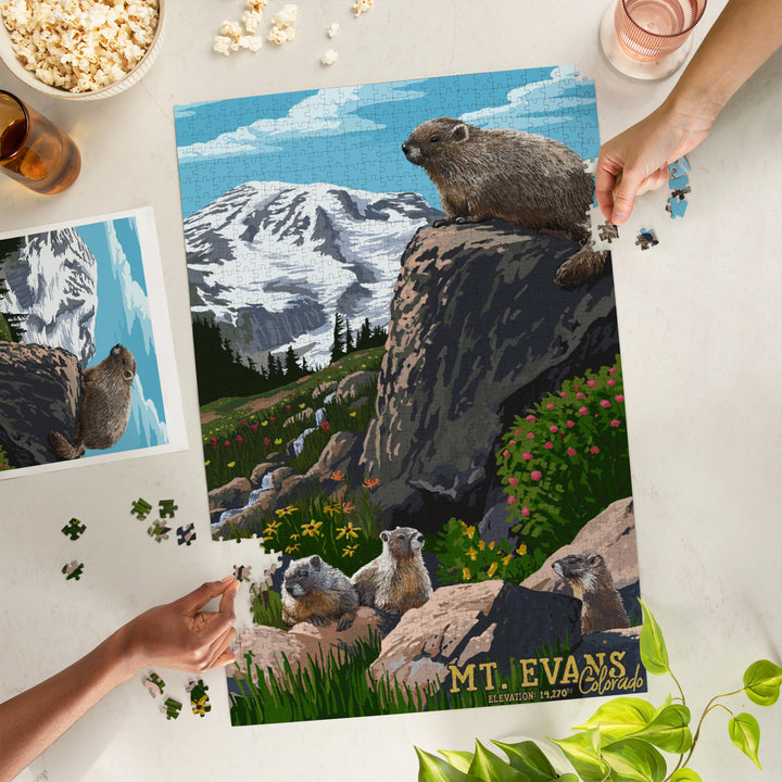 Mount Evans, Colorado, Marmots, Elevation, Jigsaw Puzzle Puzzle Lantern Press 