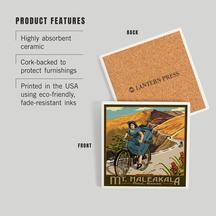 Mount Haleakalā, Hawaii, Bicycle, Coasters Coasters Lantern Press 