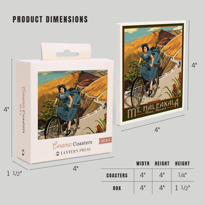 Mount Haleakalā, Hawaii, Bicycle, Coasters Coasters Lantern Press 