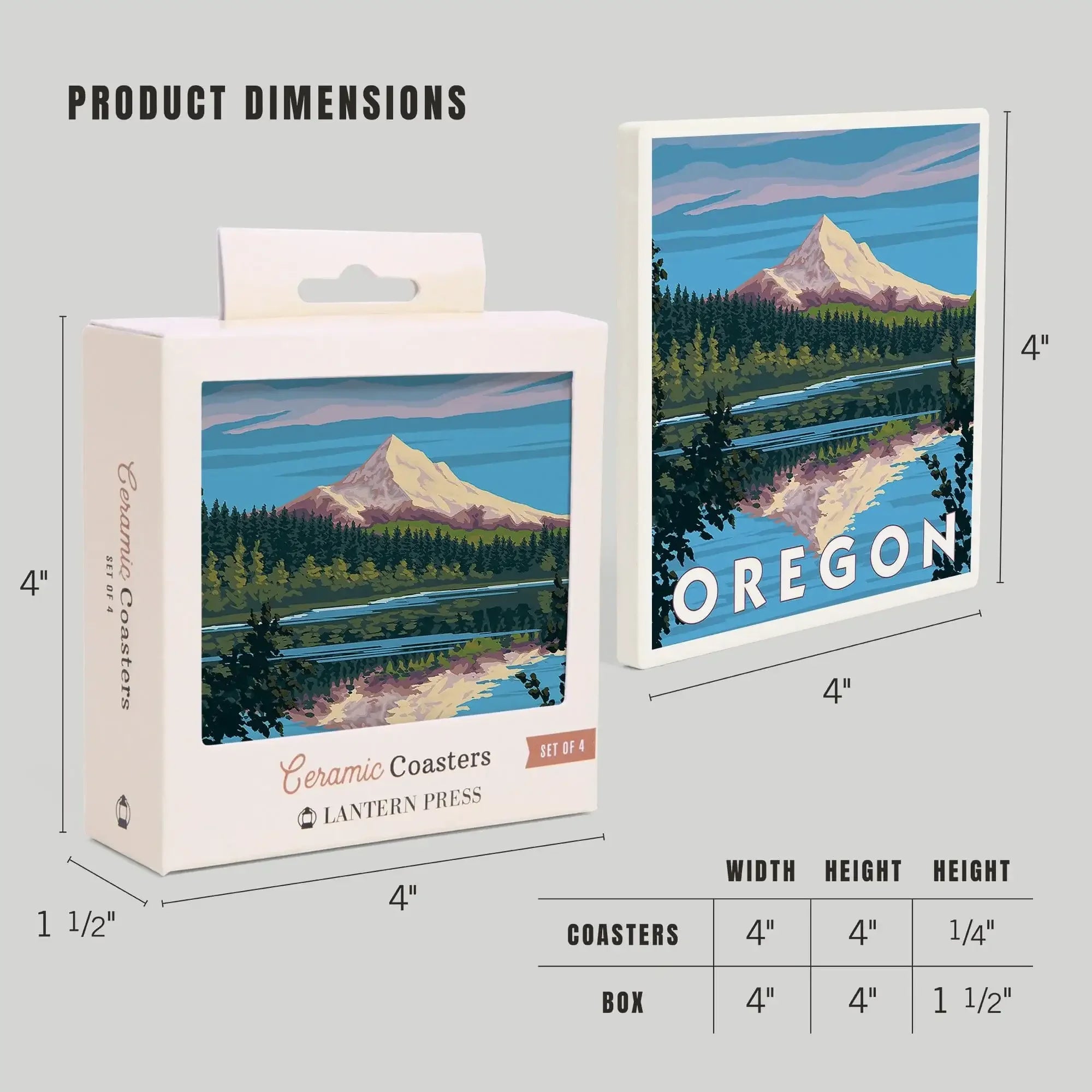 Mount Hood from Lost Lake, Oregon ceramic coaster set – Lantern Press