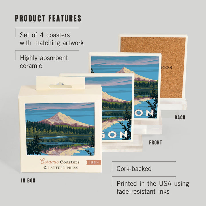 Mount Hood from Lost Lake, Oregon, Coasters Coasters Lantern Press 