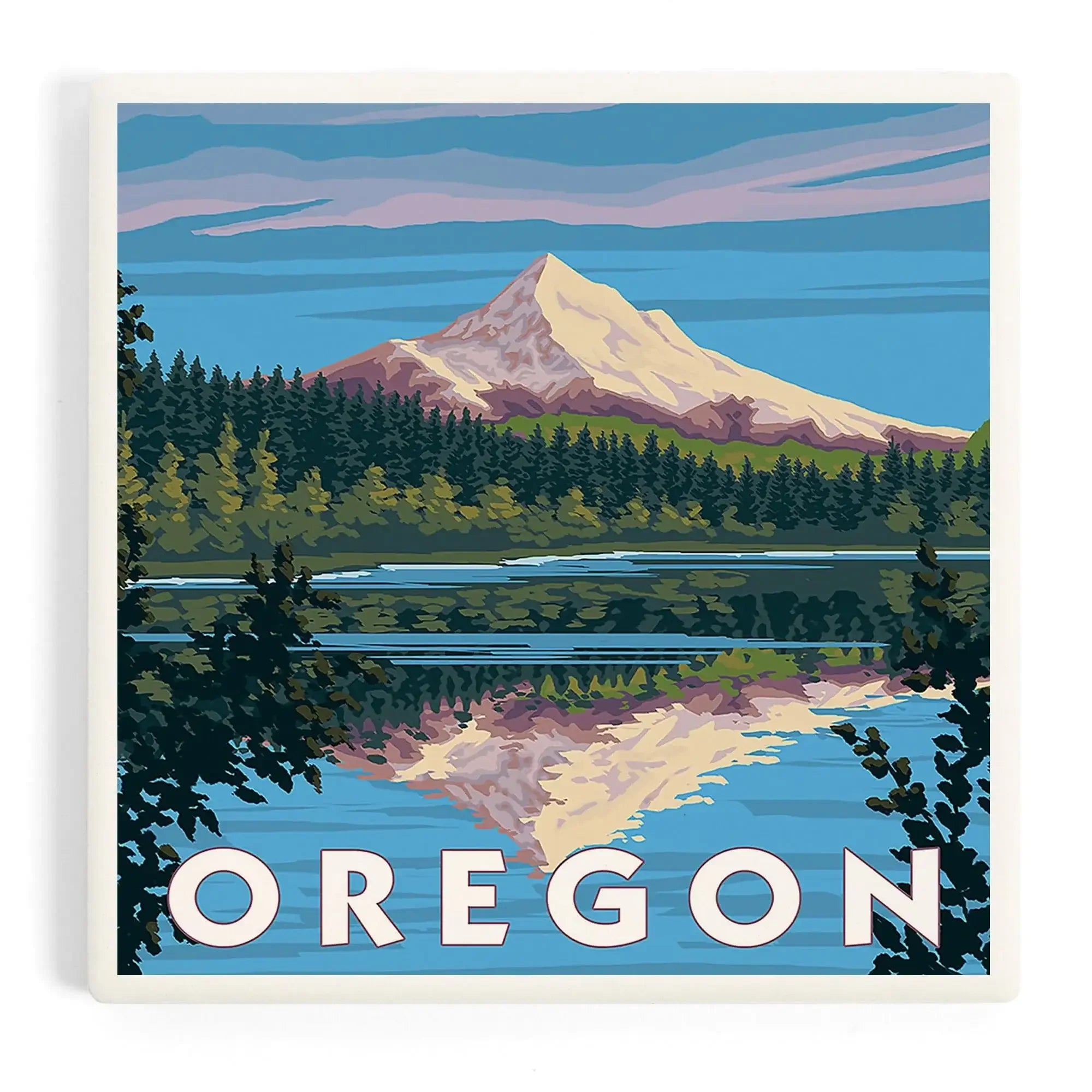 Mount Hood from Lost Lake, Oregon ceramic coaster set – Lantern Press