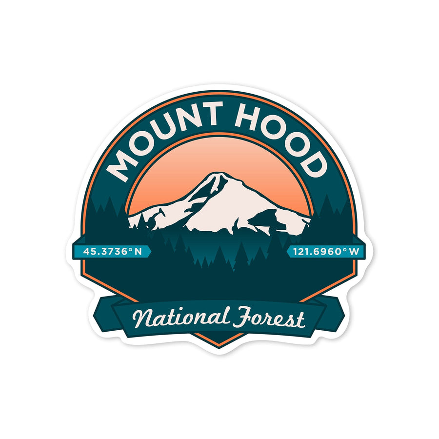 Mount Hood National Forest, Oregon, Pacific Northwest Volcanoes, Contour, Vinyl Sticker Sticker Lantern Press 