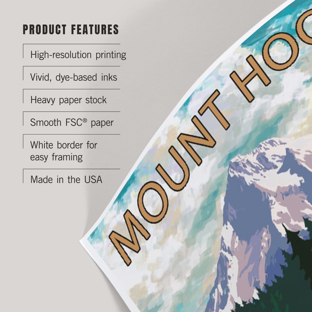 Mount Hood, Oregon, Retro Camper on Road, Art & Giclee Prints Art Lantern Press 