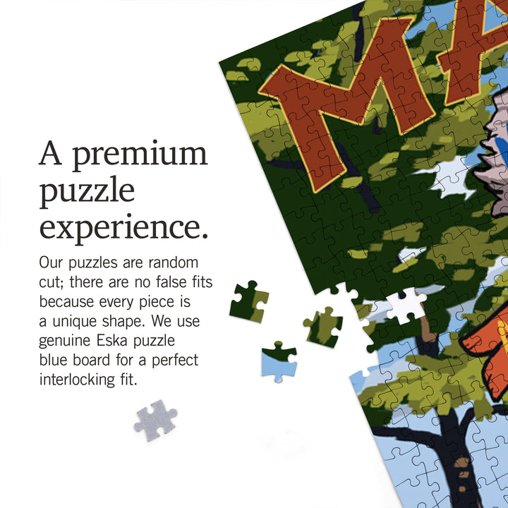 Mount Katahdin, Maine, Destinations Sign, Jigsaw Puzzle Puzzle Lantern Press 