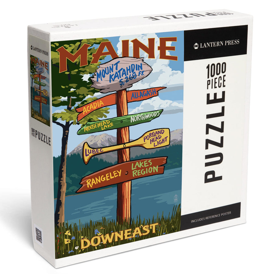Mount Katahdin, Maine, Destinations Sign, Jigsaw Puzzle Puzzle Lantern Press 