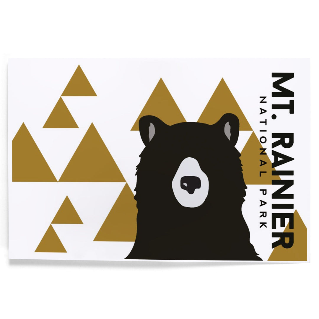 Mount Rainier National Park, Bear and Triangles, Yellow Horizontal, Art & Giclee Prints Art Lantern Press 