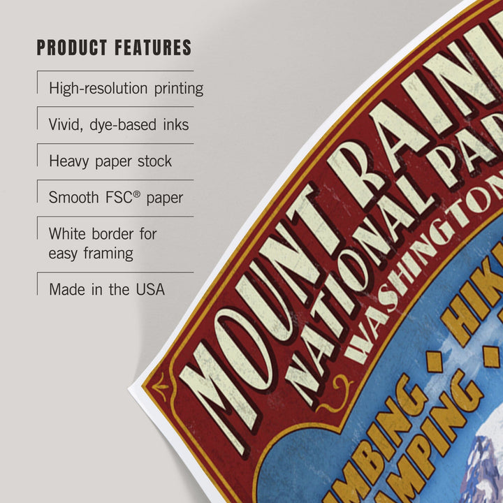Mount Rainier National Park, Bear Family Vintage Sign, Art & Giclee Prints Art Lantern Press 