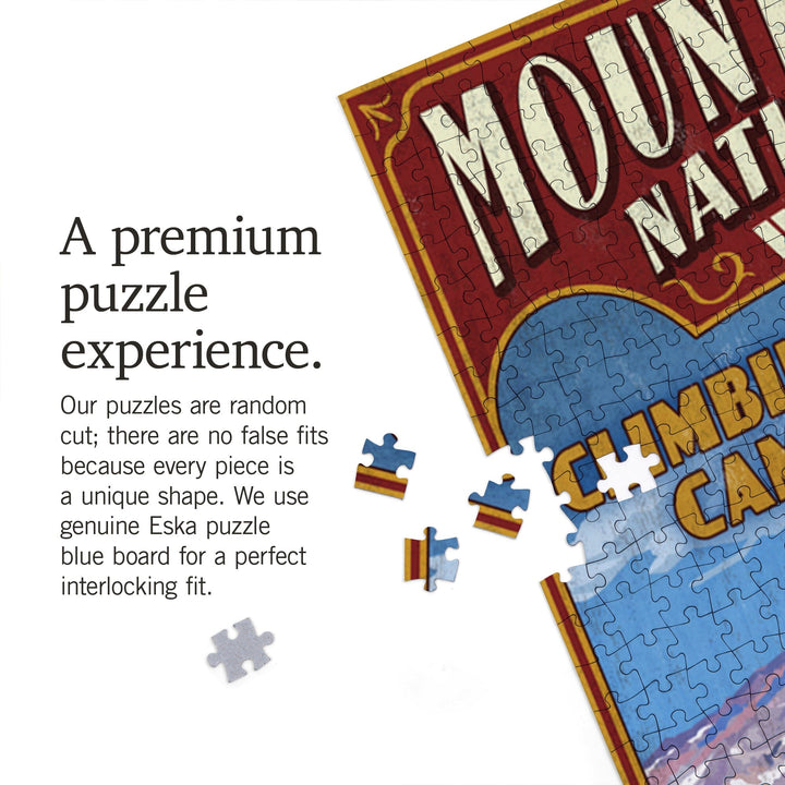 Mount Rainier National Park, Bear Family Vintage Sign, Jigsaw Puzzle Puzzle Lantern Press 