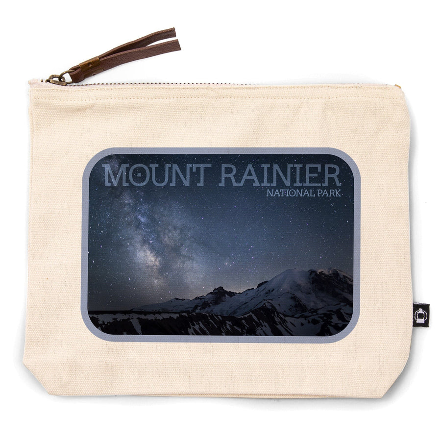 Mount Rainier National Park, Photography, Milkyway,, Organic Cotton Zipper Pouch, Go Bag Go Bag Lantern Press 