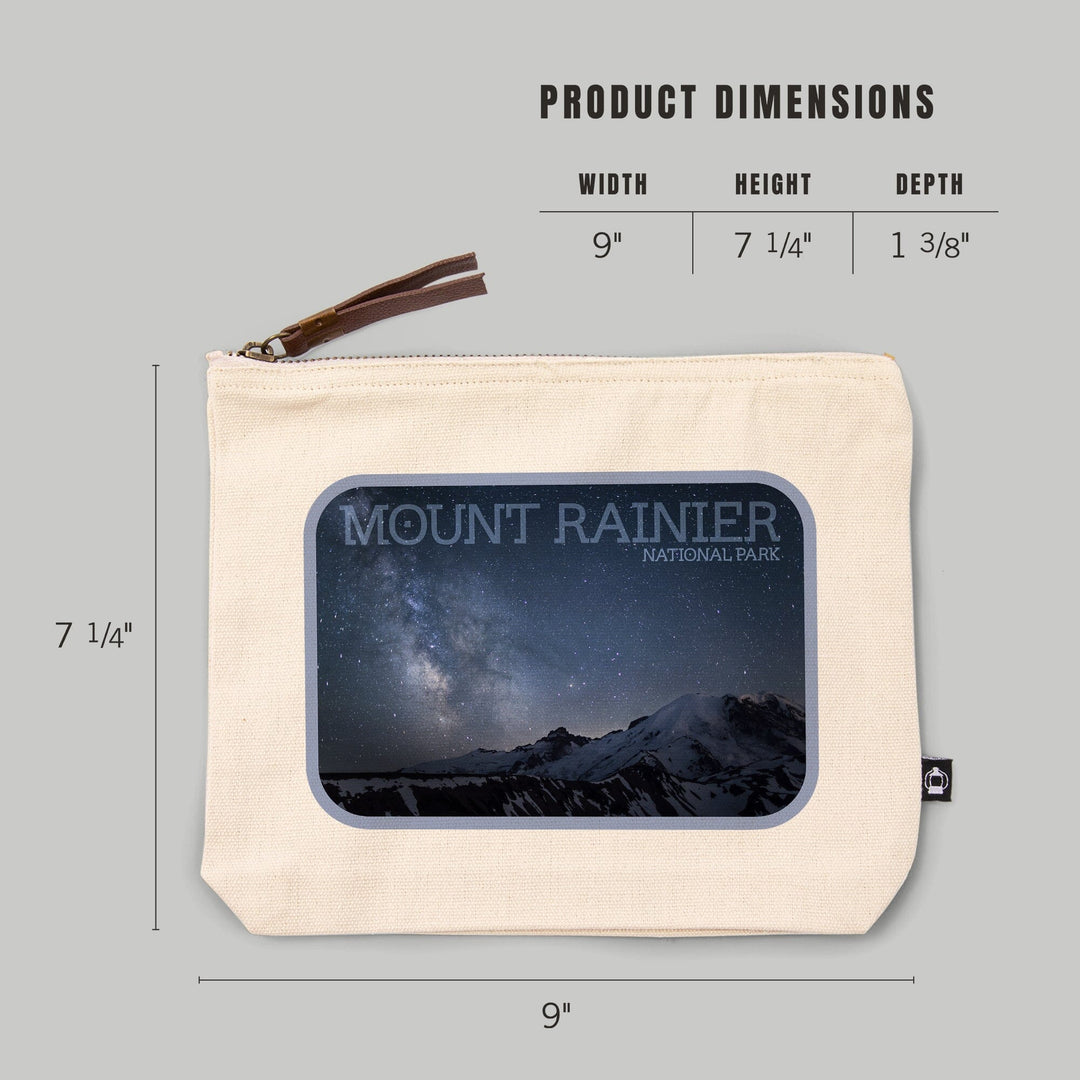 Mount Rainier National Park, Photography, Milkyway,, Organic Cotton Zipper Pouch, Go Bag Go Bag Lantern Press 