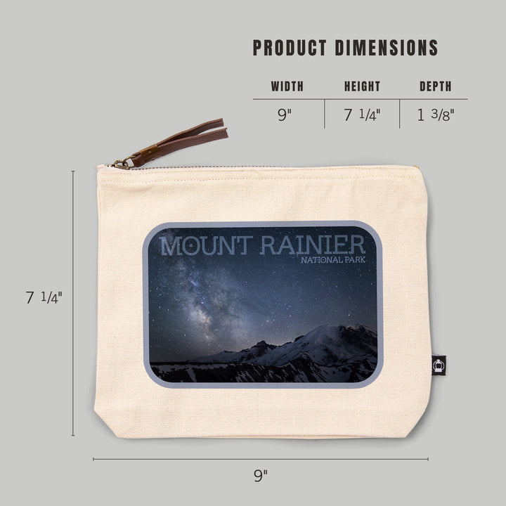 Mount Rainier National Park, Photography, Milkyway,, Organic Cotton Zipper Pouch, Go Bag Go Bag Lantern Press 