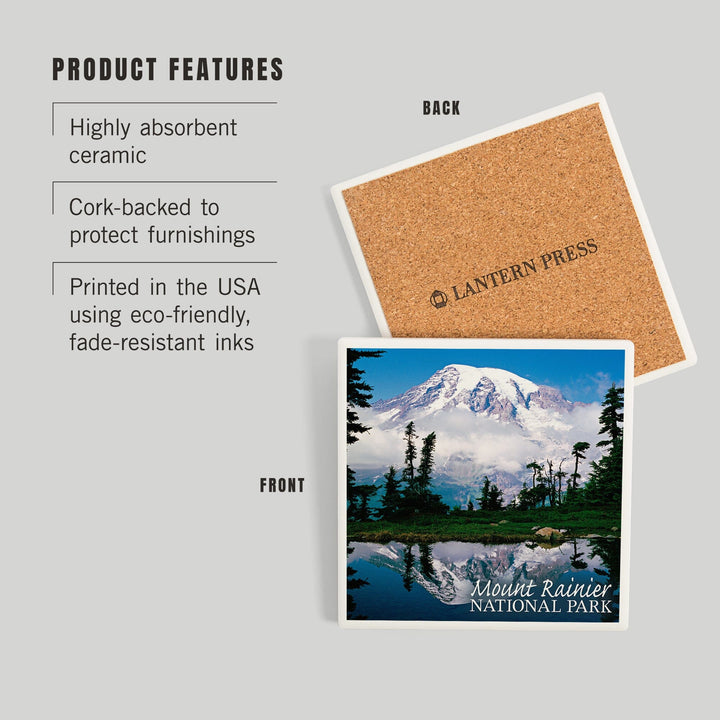 Mount Rainier National Park, Reflection Lake, Coasters Coasters Lantern Press 