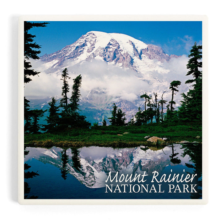 Mount Rainier National Park, Reflection Lake, Coasters Coasters Lantern Press Coaster 