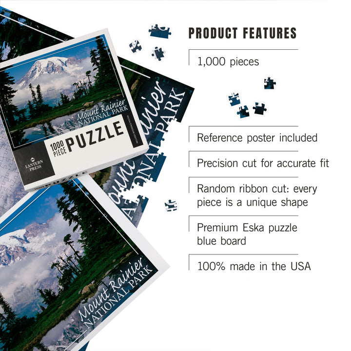 Mount Rainier National Park, Reflection Lake, Jigsaw Puzzle Puzzle Lantern Press 