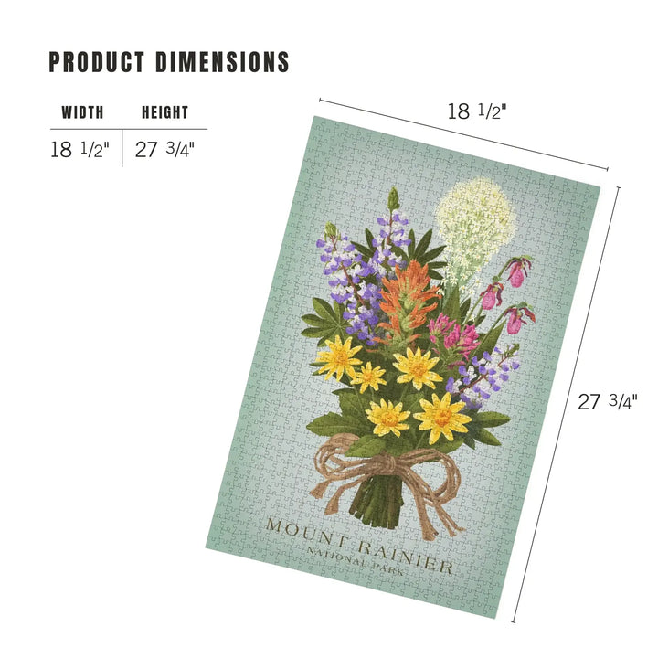 Mount Rainier National Park, WA, Wildflower Bouquet, Vintage Flora, Jigsaw Puzzle Puzzle Lantern Press 