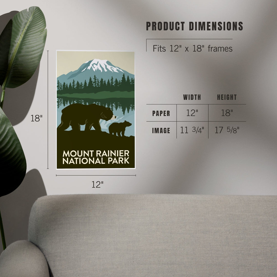 Mount Rainier National Park, Washington, Bears, Art & Giclee Prints Art Lantern Press 