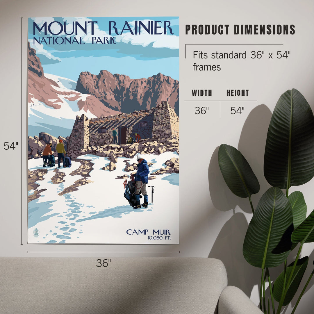 Mount Rainier National Park, Washington, Camp Muir and Climbers, Art & Giclee Prints Art Lantern Press 