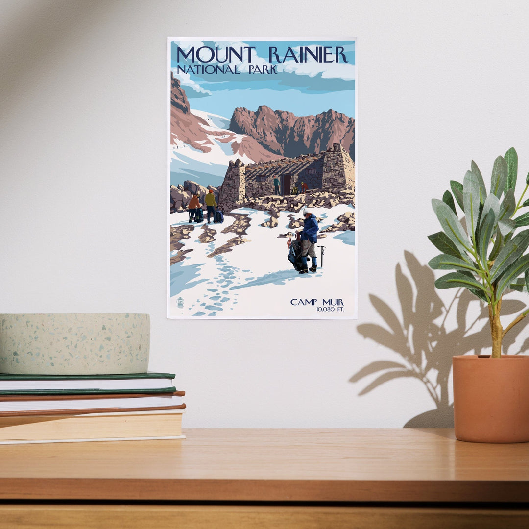 Mount Rainier National Park, Washington, Camp Muir and Climbers, Art & Giclee Prints Art Lantern Press 