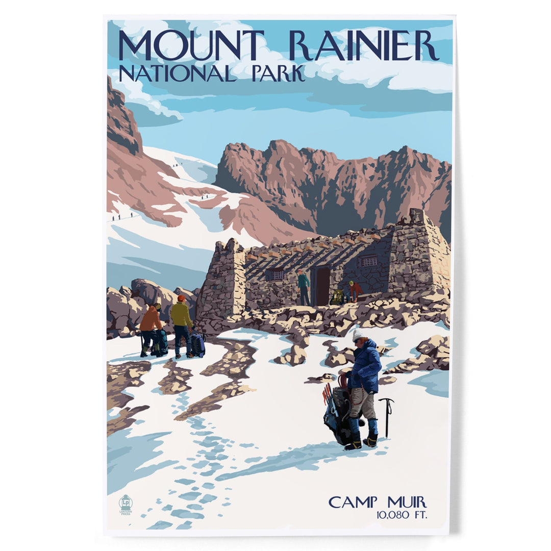 Mount Rainier National Park, Washington, Camp Muir and Climbers, Art & Giclee Prints Art Lantern Press 