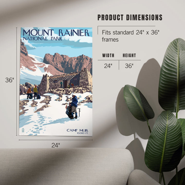 Mount Rainier National Park, Washington, Camp Muir and Climbers, Art & Giclee Prints Art Lantern Press 