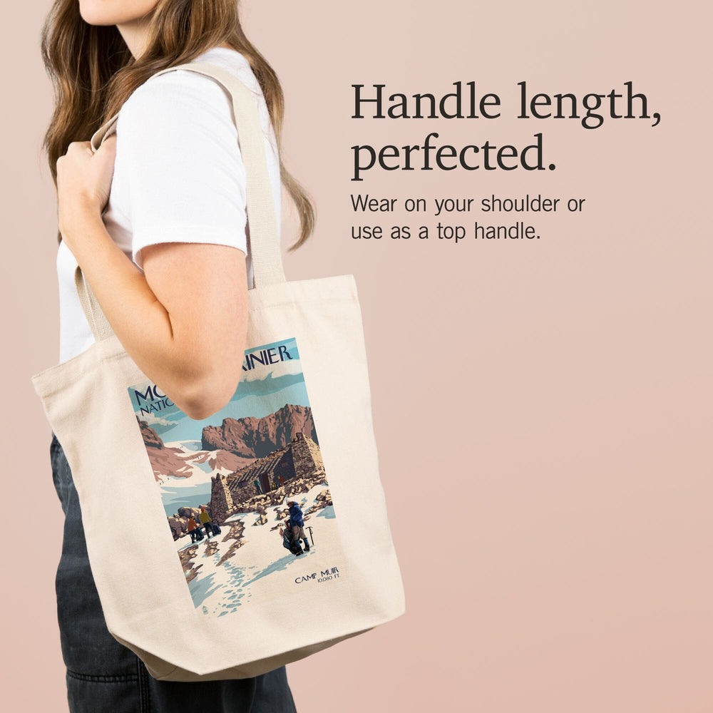 Mount Rainier National Park, Washington, Camp Muir and Climbers, Tote Bag Totes Lantern Press 