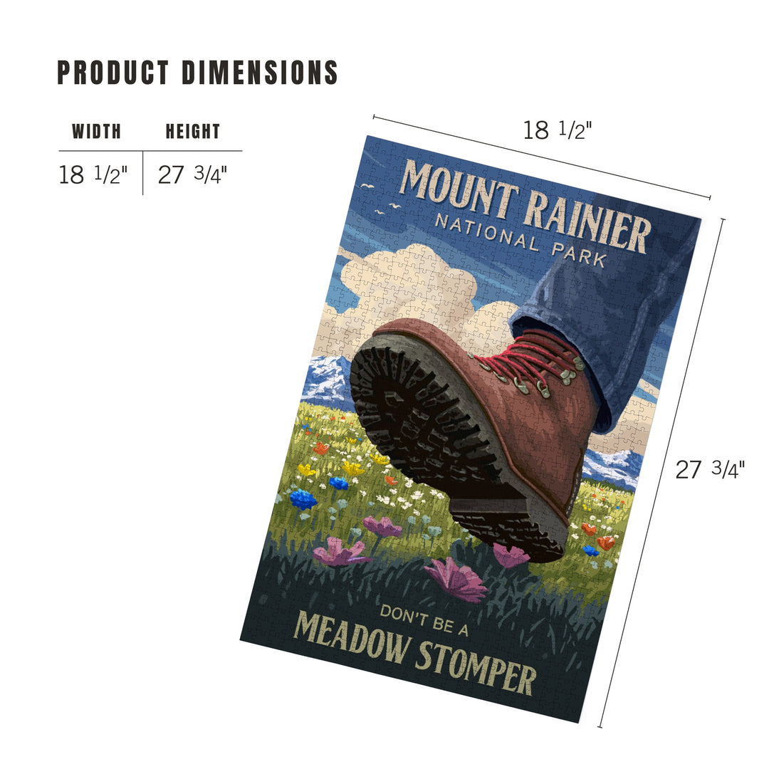 Mount Rainier National Park, Washington, Don't be a Meadow Stomper, Painterly, Jigsaw Puzzle Puzzle Lantern Press 
