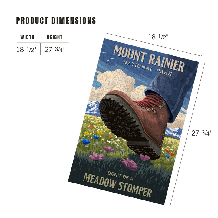 Mount Rainier National Park, Washington, Don't be a Meadow Stomper, Painterly, Jigsaw Puzzle Puzzle Lantern Press 