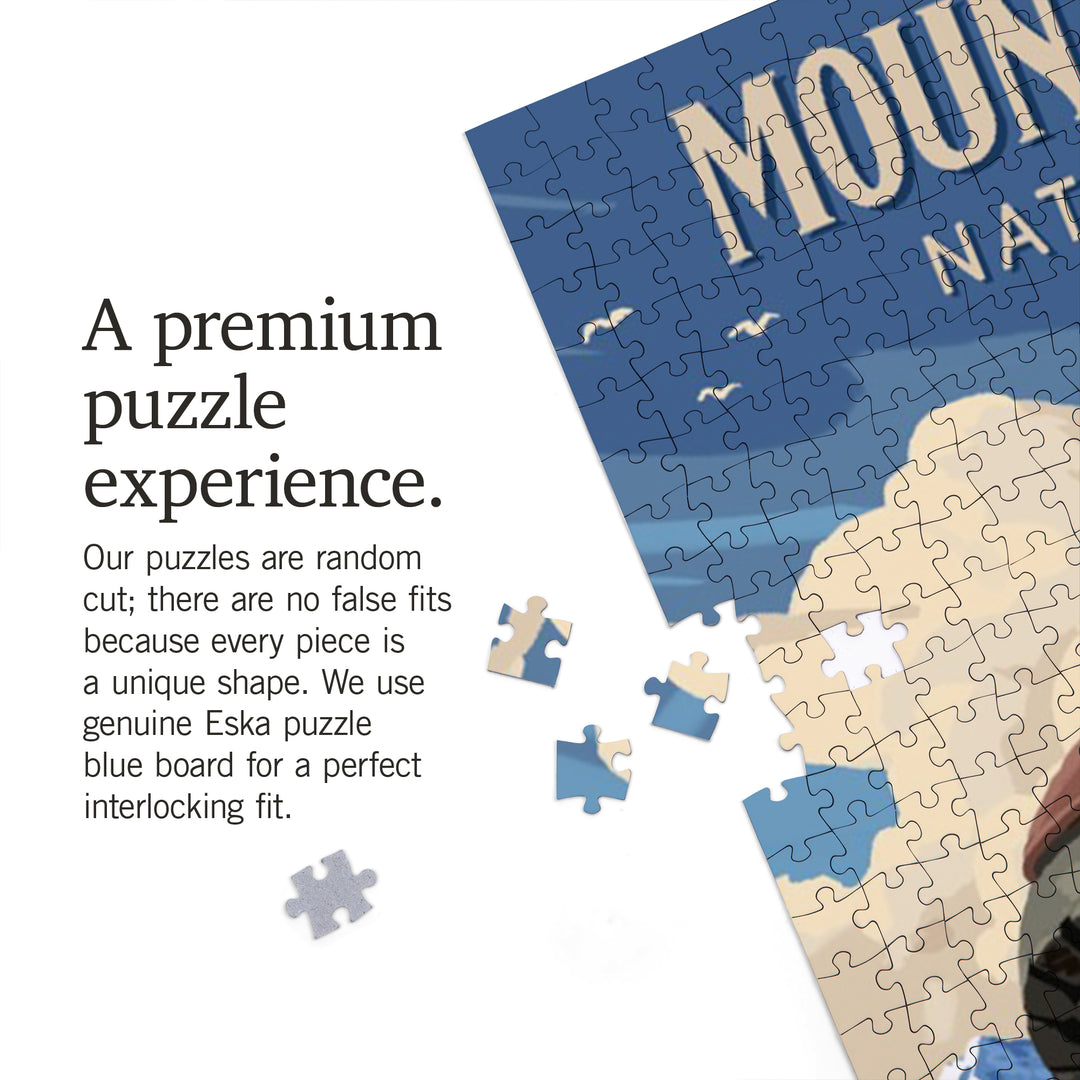 Mount Rainier National Park, Washington, Don't be a Meadow Stomper, Painterly, Jigsaw Puzzle Puzzle Lantern Press 