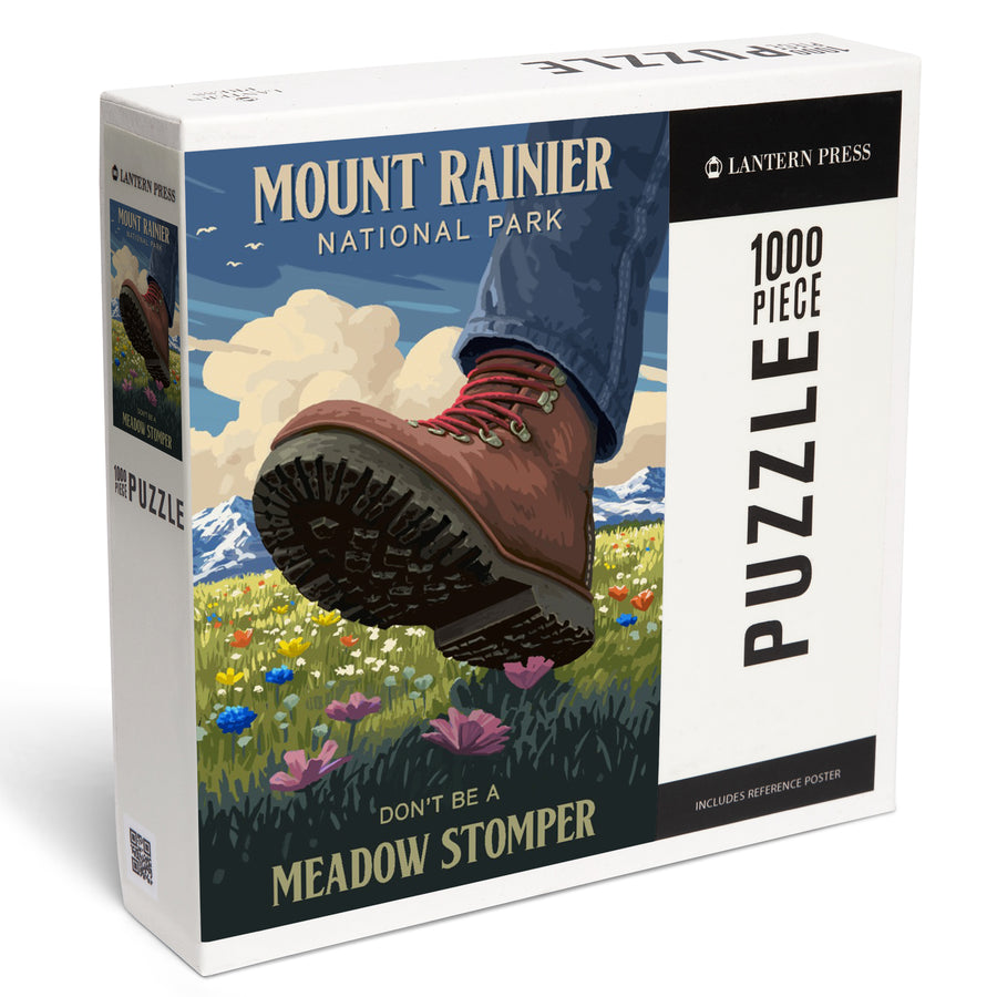 Mount Rainier National Park, Washington, Don't be a Meadow Stomper, Painterly, Jigsaw Puzzle Puzzle Lantern Press 