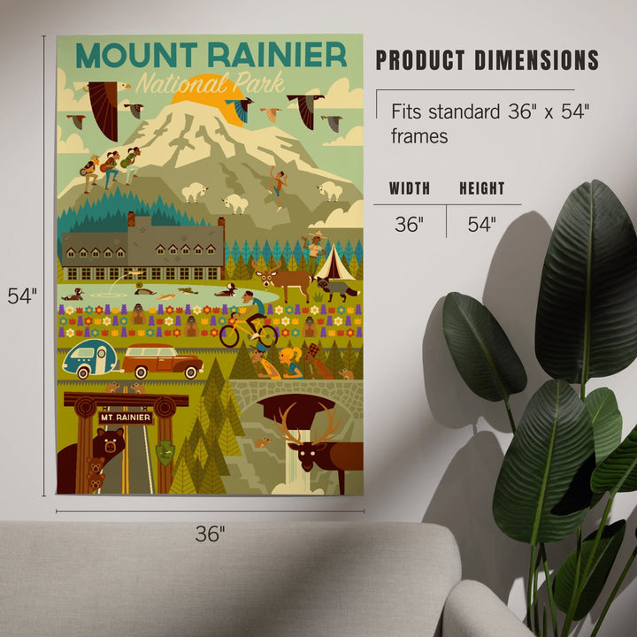 Mount Rainier National Park, Washington, Geometric National Park Series, Art & Giclee Prints Art Lantern Press 