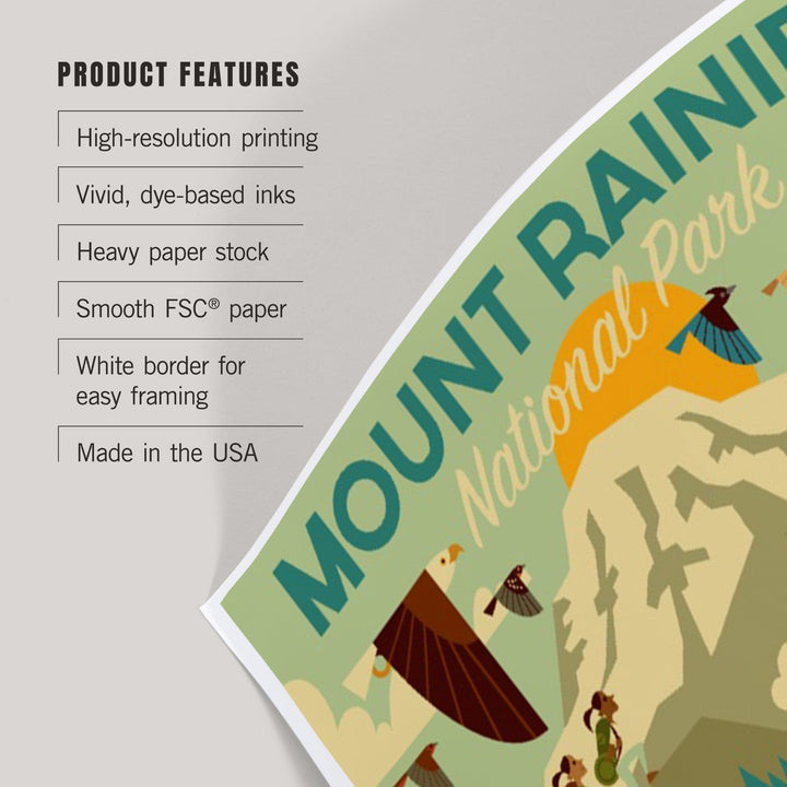 Mount Rainier National Park, Washington, Geometric National Park Series, Art & Giclee Prints Art Lantern Press 