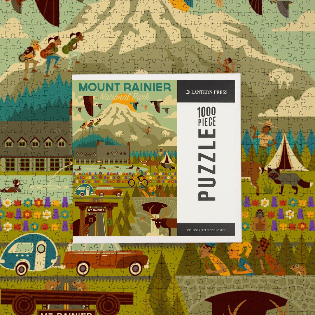 Mount Rainier National Park, Washington, Geometric National Park Series, Jigsaw Puzzle Puzzle Lantern Press 