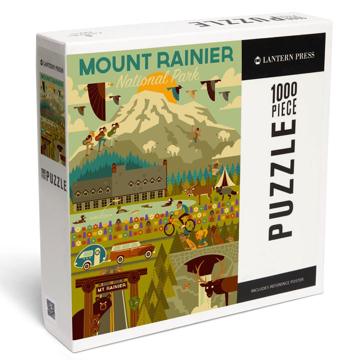 Mount Rainier National Park, Washington, Geometric National Park Series, Jigsaw Puzzle Puzzle Lantern Press 
