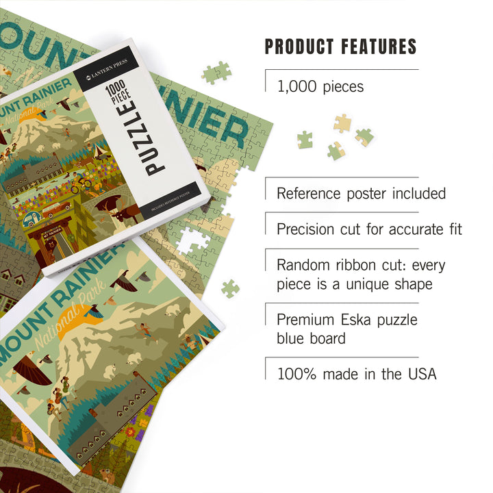 Mount Rainier National Park, Washington, Geometric National Park Series, Jigsaw Puzzle Puzzle Lantern Press 