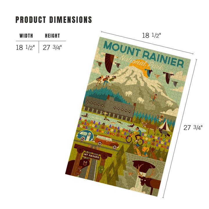Mount Rainier National Park, Washington, Geometric National Park Series, Jigsaw Puzzle Puzzle Lantern Press 