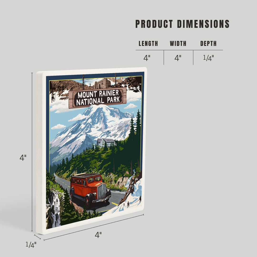 Mount Rainier National Park, Washington, Montage, Coasters Coasters Lantern Press 