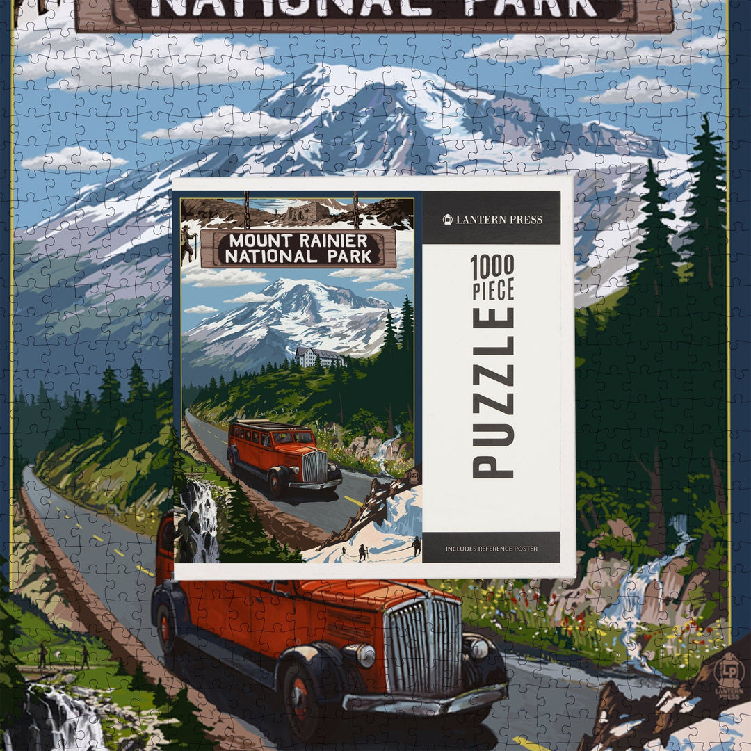 Mount Rainier National Park, Washington, Montage, Jigsaw Puzzle Puzzle Lantern Press 