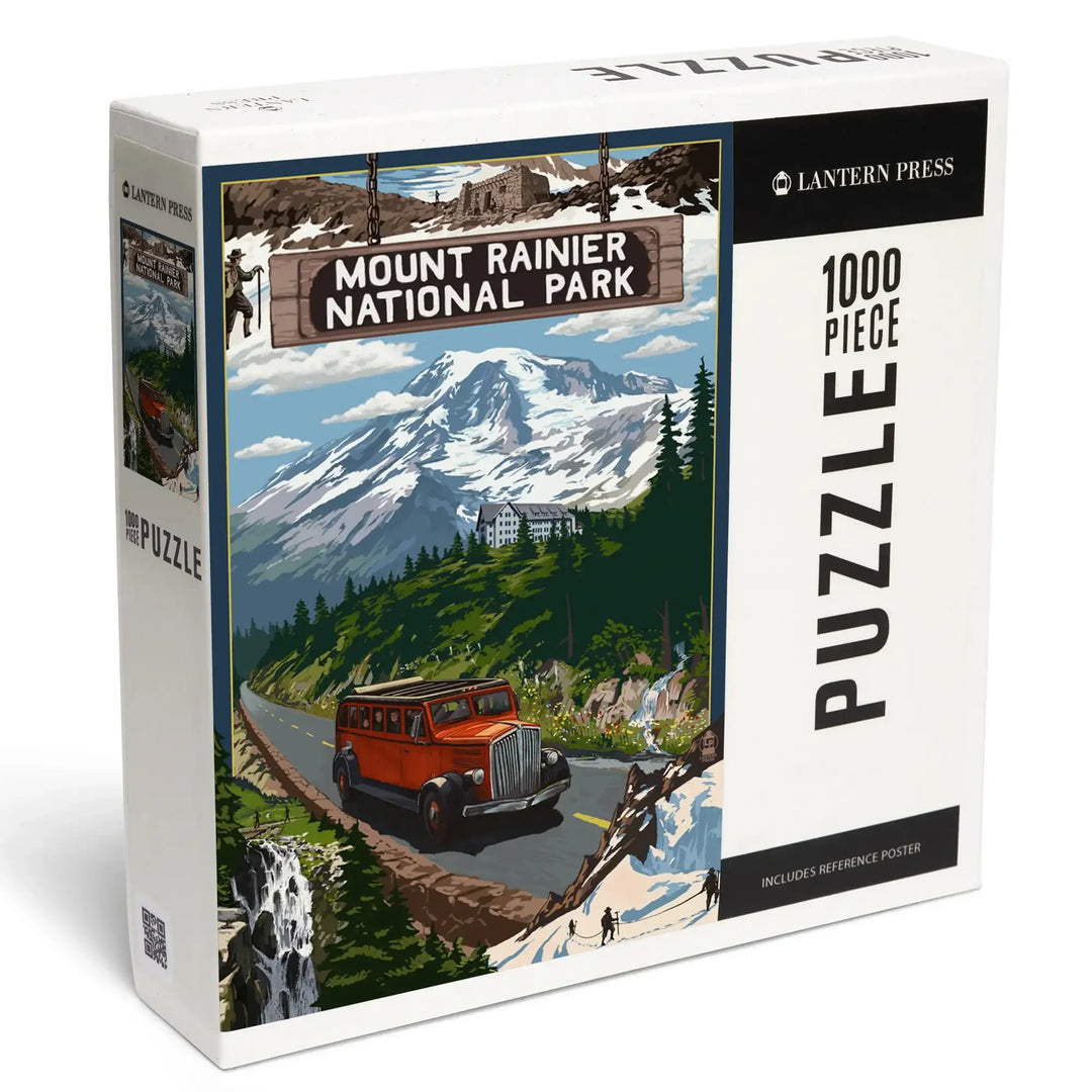 Mount Rainier National Park, Washington, Montage, Jigsaw Puzzle Puzzle Lantern Press 