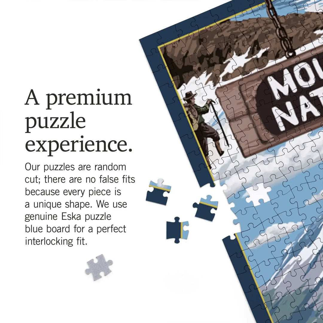 Mount Rainier National Park, Washington, Montage, Jigsaw Puzzle Puzzle Lantern Press 