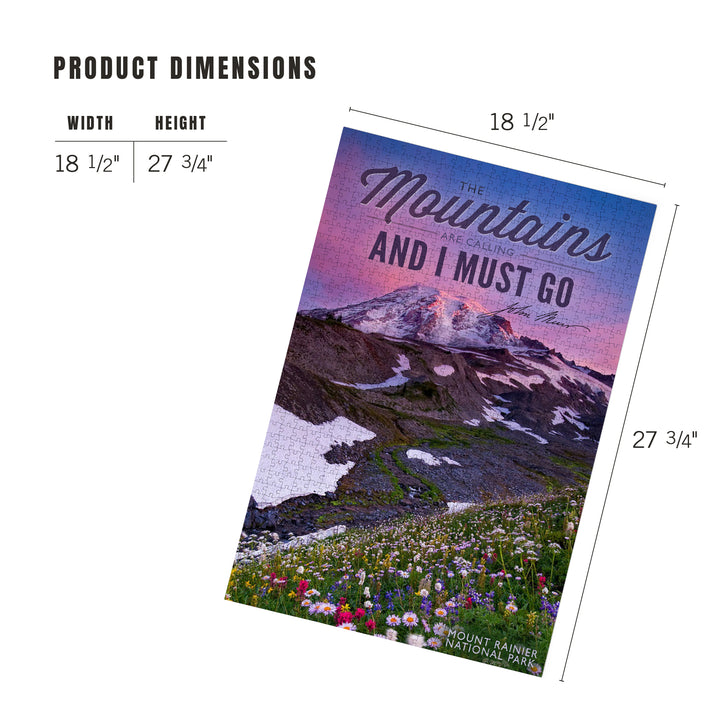 Mount Rainier National Park, Washington, Mountains are Calling and I Must Go Press, Jigsaw Puzzle Puzzle Lantern Press 